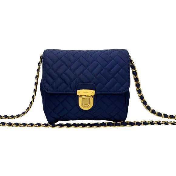 PRADA Prada logo hardware nylon quilted chain mini shoulder bag/sacoche/pouch... - Picture 1 of 8